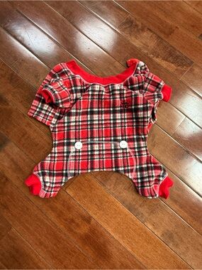 Hip Doggie Dog Red Plaid Fleece Pajamas, size Medium